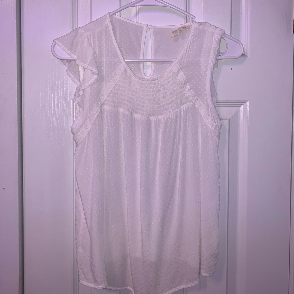 white copper key dressy tank